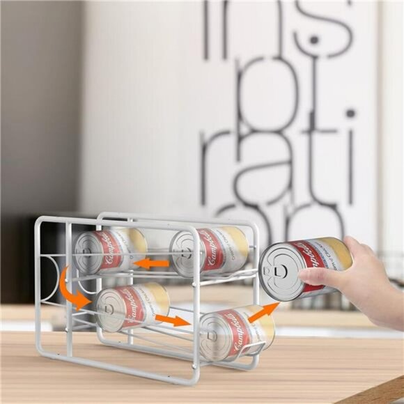 Can Dispenser Rack Stackable Organizer for Pantry Kitchen Cabinet 4 Pack White - Picture 3 of 8